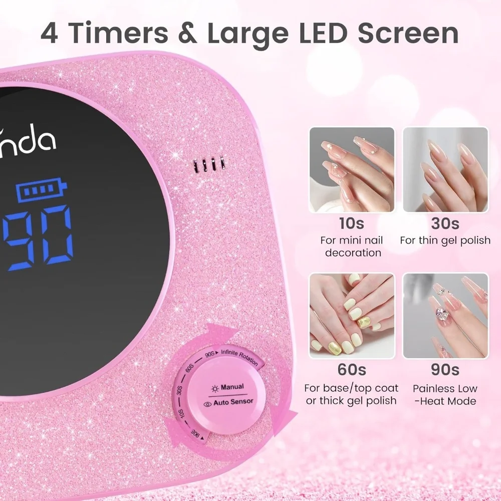 Lavinda UV LED Pink Rechargeable Cordless Professional Nail Light